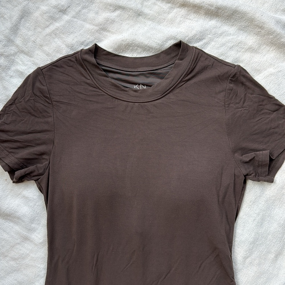 Klassy Network Solid Crew Neck Braless T-Shirt - Picture 4 of 9